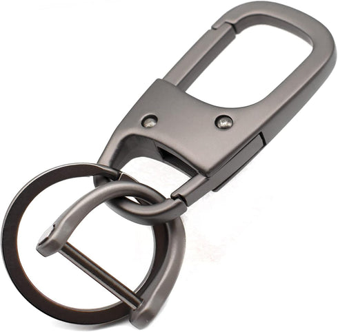 MECHCOS Metal Keychain Car Fob Key Chain Holder Clip with Detachable Valet Key Ring & Anti-Lost D-Ring for Men and Women - Gunmetal...