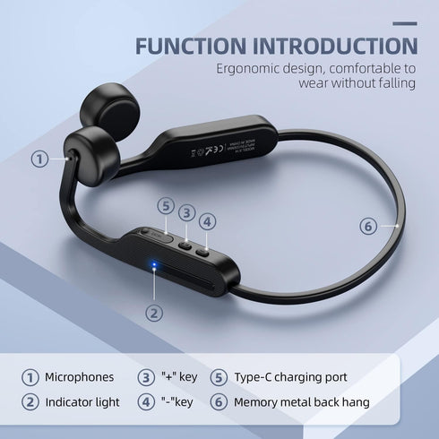 Open Ear Bone Conduction Earbuds,Bluetooth 5.3 Wireless Sport Headphones,Built-in Mic,10H Playtime,IPX65 Sweatproof Lightweight Earphones for Runn...