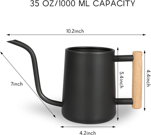Watering Can for Indoor Plants, 35 oz/1000 ml Metal Stainless Steel Pot with Long Spout for House Plants Bonsai Outdoor Garden Flower Decorative (...