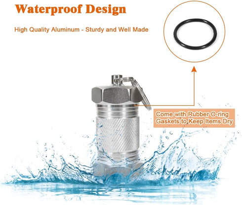 Shintop 2PCS High Capacity Aluminum Container Keychain Waterproof Pill Container...
