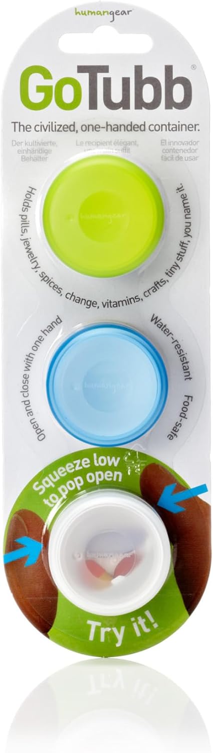 humangear GoTubb | Hard Container | Easy Open | Food-Safe Material, Clear/Green/Blue, Small...