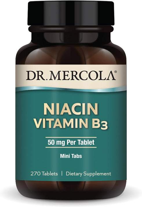 Dr. Mercola Niacin Vitamin B3, 90 servings (270 tablets), Dietary Supplement, Mini Tabs, Essential B Vitamin, Non-GMO...