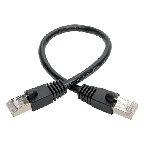 Tripp Lite Cat6a Snagless Shielded STP Patch Cable 10G-Certified, PoE, Black M/M 1ft 1' (N262-001-BK)...