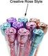 Maydahui 24PCS Rose Ballpoint Pen Retractable Flower Pens Crystal Quicksand Gem Pen Black Ink for School Home Party...
