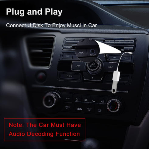 AUX to USB Adapter 3.5mm Male Audio Jack Plug to USB 2.0 Female Converter Cord Cable 2PACK Only Work (CAR Need MP3 Decode Function,Can't Fit All K...