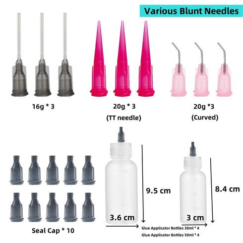 8 Pack 30ml+50ml Glue Squeeze Bottle, Precision Tip Applicator Bottle, Needle Tip Squeeze Bottle, Glue Applicator Bottles, for Paint, Quilling, Cr...