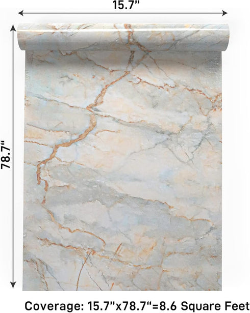 VaryPaper 15.7"x78.7" Glossy Marble Contact Paper for Countertops Waterproof Marble Peel and Stick Wallpaper Removable Self Adhesive Marble Vinyl ...