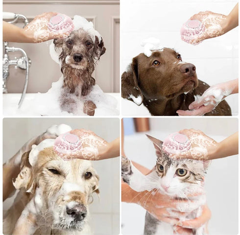 Silicone Massage Bath Brush for Pets (Blue)...