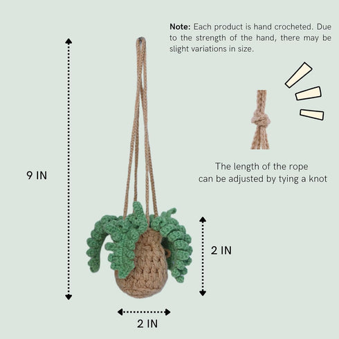 Crochet Car Air Freshener?12ml Empty Refillable Car Diffuser Bottle with Cute Potted Plants Car Mirror Hanging Accessories Car Air Hanging Fragran...