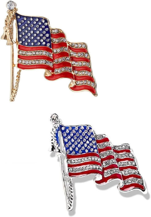Trump Brooch Pins with USA Flag Trump 2024 Support Badge Brooch American Patriotic Brooches Set for Men Women...