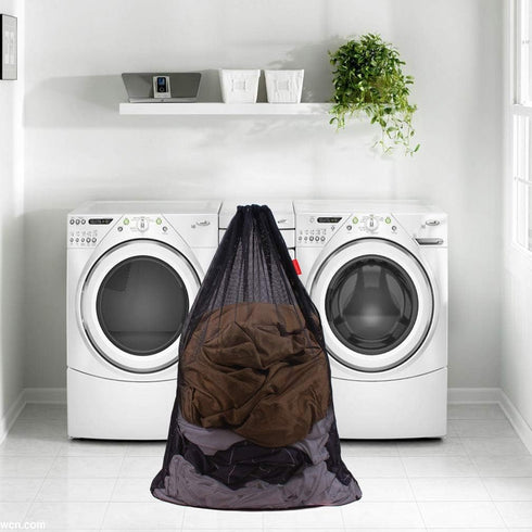 Mesh Laundry Bag Heavy Duty Drawstring Bag, Factories, College, Dorm, Travel and Apartment Dwellers, 24 x 36 Inches, 2 Pack, Black...