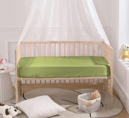SiinvdaBZX Satin Mini Crib Sheets 38 x 24In, Silky Soft Mini Portable Crib Sheets Mattress Cover Portable Playard Sheets with 5In Deep Pocket, Gre...