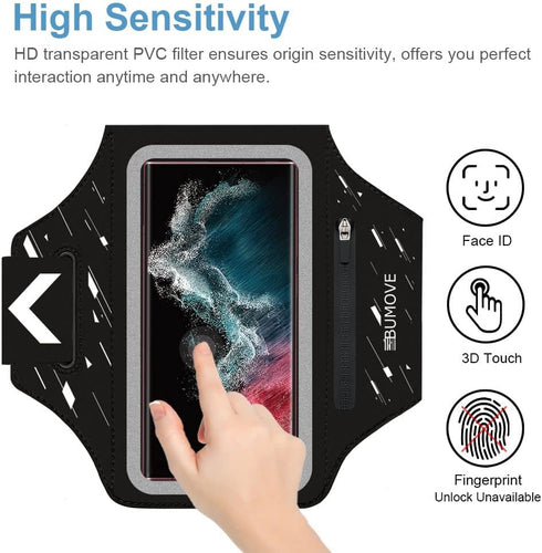Running Armband for Samsung Galaxy S25 /S24/ S23 /S22/ S21 Ultra,S25+ S24+ S23+ S22+ S21+, Gym Workout Arm Band, with Earbuds Card Holder (Black)...
