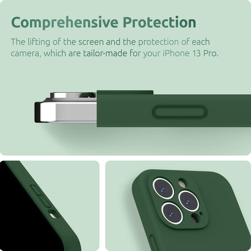 SURPHY Compatible with iPhone 13 Pro Case with Screen Protector, (Camera Protection & Soft Microfiber Lining) Liquid Silicone Phone Case 6.1 inch ...