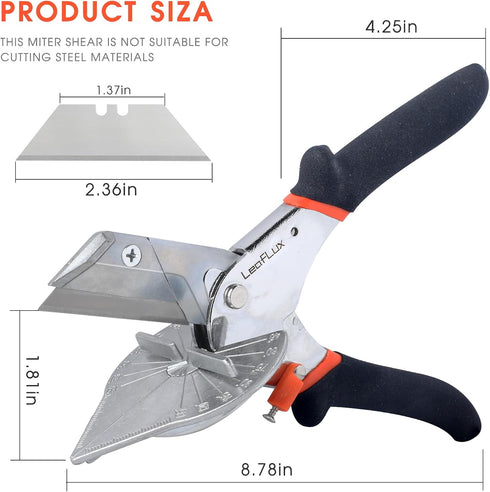 Replaceable blade Miter Shears Handheld, Multifunctional Trunking Shears for Angular Cutting of Moulding and Trim, Adjustable at 45 to 135 Degree,...