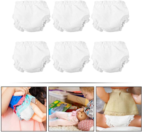 NUOBESTY White Doll Diapers Baby Doll Underwear for Baby Adjustable Doll Underpants Doll Diapers Reusable 6pcs...