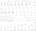 43Pcs Clear Piercing Retainer Set Acrylic Septum Ring Nose Studs Rings Cartilage Navel Tongue Barbells Lip Eyebrow Tragus Earring Clear Piercing J...