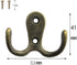 6 Pcs Double Prong Robe Hooks, Dual Coat Hooks Wall Mounted Hanging Clothes for Bathroom Bedroom Door Wall Retro Metal Cloth Hanger Double Coat Ho...