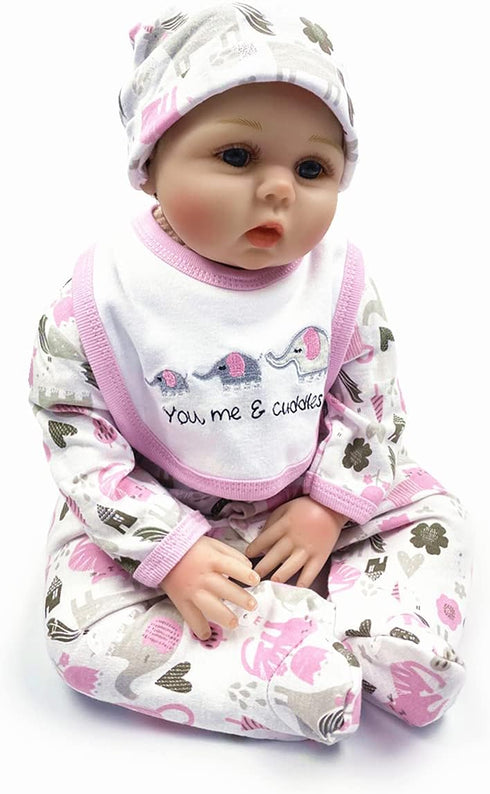 Reborn Baby Girl Doll Clothes 22 inch Newborn Outfits Accesories Elephant 5 Piece Set for 20-22 inch Reborn Doll Matching Clothing...