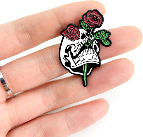 7 Pack Cool Enamel Pins for Backpacks Jackets Hat Set, Black Horror Skull Brooch Pins...