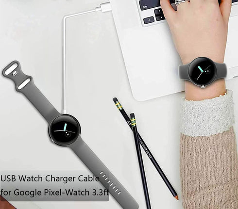 USB Watch Charger Cable for Google Pixel-Watch, Magnetic Replacement Charging Cable Cord Stand for Google Pixel Smartwatch, White, 3.3FT......