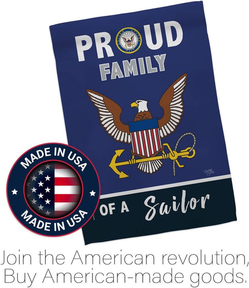 Proud Family Sailor Garden Flag - Armed Forces Navy USN Seabee United State American Military Veteran Retire Official - House Decoration Banner Sm...