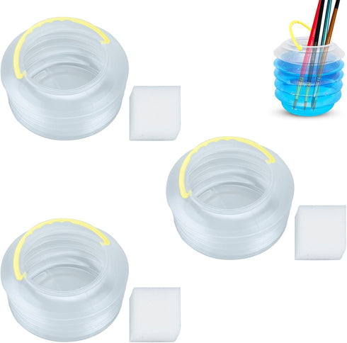 3Pcs Collapsible Paint Brush Washer, Portable Paint Brush Holder Plastic Reusable Samll Collapsible Washing Bucket for Watercolor Painting(M)...