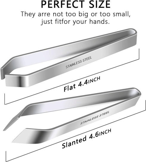 2 Pieces Fish Bone Tweezers, Stainless Steel Flat and Slant Tweezers Pliers Remover Tool (4.6")...