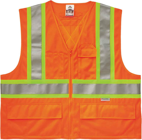 Ergodyne - 26187 GloWear 8235ZX ANSI Two-Tone High Visibility Orange Safety Vest with X-Back, 2XL/3XL...