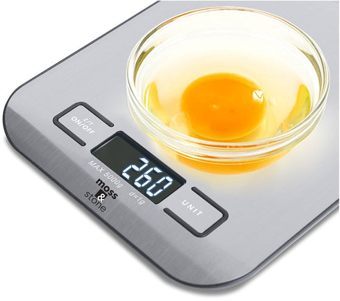 Moss and Stone Digital Kitchen Scale Food Multifunction Accuracy Digital Scale LCD Display 11 Lb 5 Kg, Food Scales Digital Weight Grams and Oz, Ba...