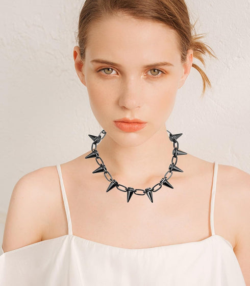 Punk Black Barbed Wire Chain Necklace for Women Men Gothic Spike Taper Choker Necklaces Adjustable Emo Eboy Jewelry Gift...