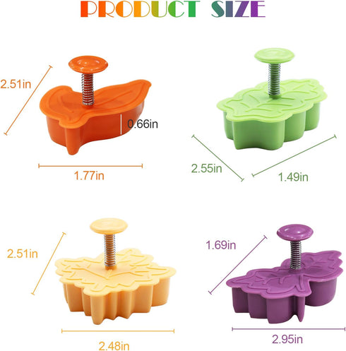Cake Leaves Baking Pie Crust Cutters Set of 4 Random Color...