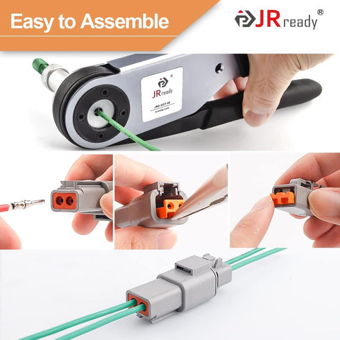 JRready ST6139 DTP Connector Kit 2 4 Pin, Gray IP67 Waterproof Electrical Connectors Plug with Solid Terminals Pin Sockets Current Rating 25 Amps(...