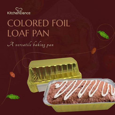 KitchenDance Disposable Aluminum Closable Loaf Pan with Plastic Lids, 2 Pounds, Gold, 1850P...