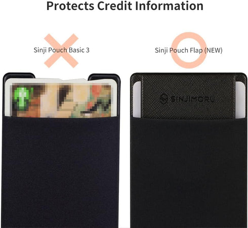 Sinjimoru Secure Card Holder for Back of Phone, Stretchy Fabric Cell Phone Wallet Stick On Credit Card Case for iPhone & Android. Sinji Pouch Flap...