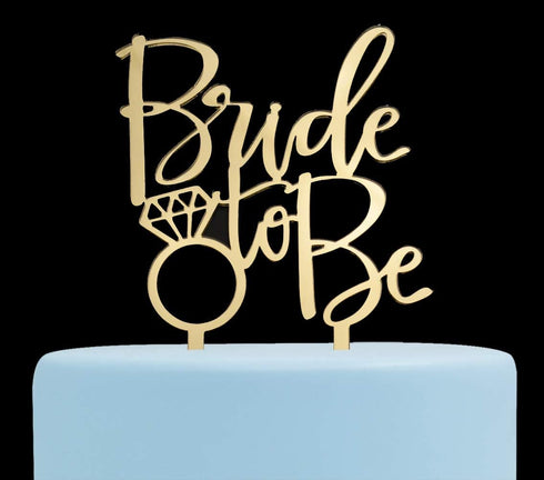 Bride to Be Cake Topper, Engagement, Bachelorette Party Decoration Supplies (Gold)...