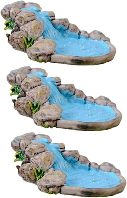 3Pcs Blue DIY Miniature Mini Water Pool Fairy Garden Lawn Ornament for Mountain Dollhouse Decor Craft Outdoor Statues Antique European Village Cha...