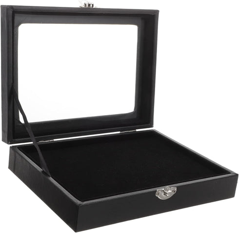Badge Storage Box Pin Display Small Jewelry Tray Pin Badge Display Case Glass Container Wood Monitor Stand Badge Holder Badge Brooch Case Desktop ...