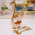Coffee Dessert Spoon Set Elegant Swan Shape Spoons Storage Rack, Solid Metal Dessert Spoons with Organizer, Small Delicate Spoons for Coffee Desse...