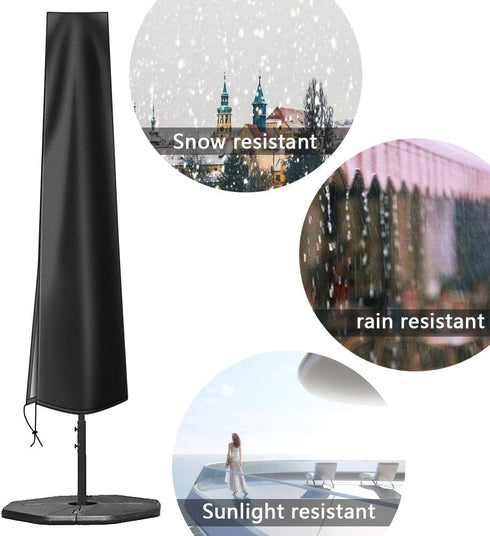 OKPOW Umbrella Cover 420D Oxford Fabric Patio Umbrella Covers Waterproof with Zip, for 9ft to 12ft Garden Outdoor Umbrella (Black)...