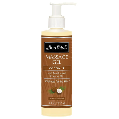 Bon Vital' Coconut Massage Gel Made with 100% Pure Fractionated Coconut Oil, Great for At-Home Use in Relaxing Back Massages & Neck Massages, Mois...