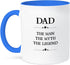 3dRose "Dad The Man The Myth The Legend" Mug, 11 oz, Blue...