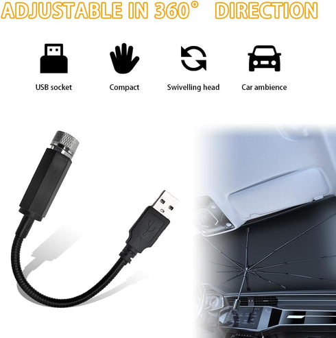 USB Projector Night Light, Highlighted Car Roof Light, Auto Interior LED Romantic Atmosphere Light, Adjustable Night Lamp for Bedroom Party, Unive...