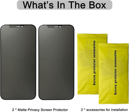 [2 Pack Compatible with iPhone 12 and 12 Pro 6.1" Matte Privacy Screen Protector, 9H Super Hardness Scratch Resistant Anti-Fingerprint Tempered Gl...