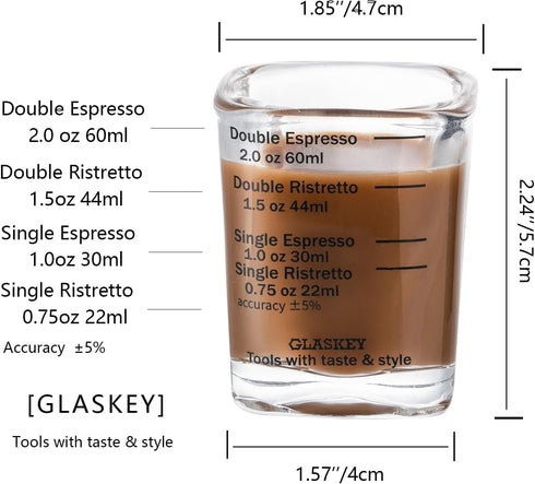 4 Pack Shot Glasses Measuring Cup,2oz Espresso Shot Glass,Liquid Heavy Glass Wine Glass,Measurement of Dry and Liquid Ingredients(Black)...
