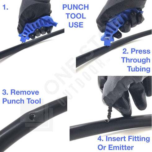 2-in-One Drip Irrigation Tubing Hole Punch & Fitting Insertion Tool - for Easier 1/4" Inch Fitting & Emitter Insertion (Punch & Fitting Insertion ...