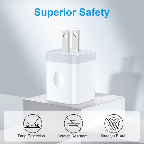 USB Charger Block,5V 1A Wall Charger,2 Pack USB Power Brick Charging Box Cube Compatible with iPhone 15/14/13/12/11/XR/XS/8 Plus/SE,Samsung Galaxy...