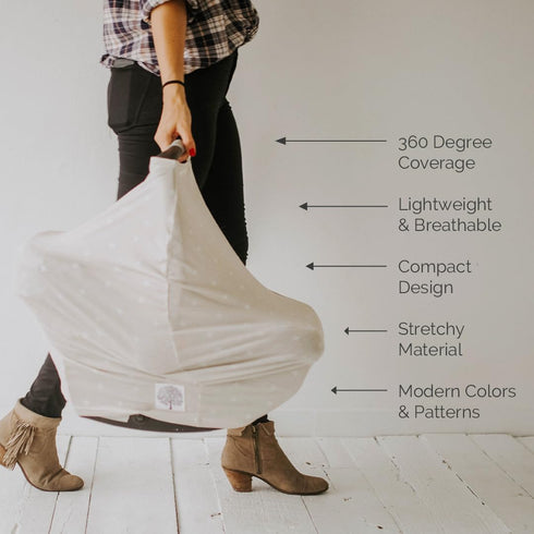Parker Baby 4 in 1 Car Seat Cover for Girls and Boys - Stretchy Carseat Canopy, Nursing Cover, Grocery Cart Cover, High Chair Cover - "Desert"...