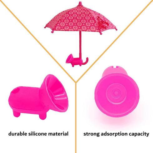 Phone Umbrella Suction Cup Stand – Umbrella for Phone with Universal Adjustable Piggy Phone Holder, Phone Umbrella for Sun, Outdoor Phone Sun Bloc...