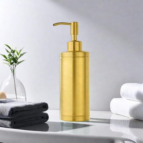 Gold Soap Dispenser,Kmeino Full Stainless Steel Countertop Soap Dispenser, Prime 300 ML Liquid Bottle for Kitchen & Bathroom Hand Dish Lotion (Bru...